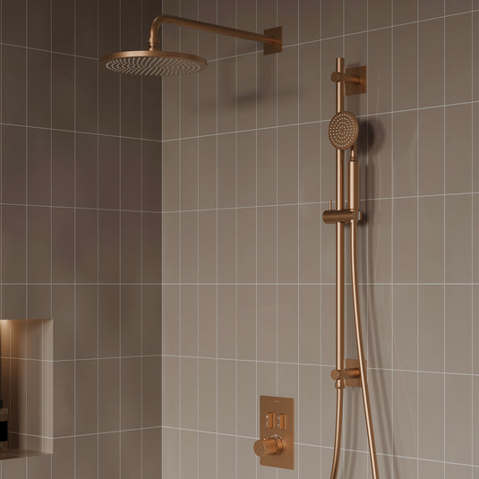 Flova GoSlide Mini 2-Outlet Finishing Set Brushed Bronze | BRO-GS2-TRIM - Envy Bathrooms Ltd