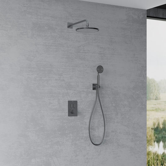 Flova GoSlide Mini 2-Outlet Finishing Set Gun Metal | GM-GS2-TRIM - Envy Bathrooms Ltd