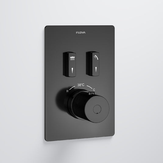 Flova GoSlide Mini 2-Outlet Finishing Set Matt Black | MB-GS2-TRIM - Envy Bathrooms Ltd