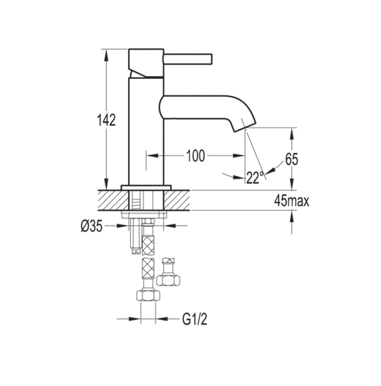 Flova Levo 142mm Single Lever Basin Mixer Tap – Matt Black - MB-LVMBAS - Envy Bathrooms Ltd