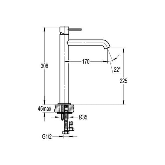 Flova Levo 308mm Single Lever Basin Mixer Tap – Brushed Brass - BRB-LVTBAS-20 - Envy Bathrooms Ltd