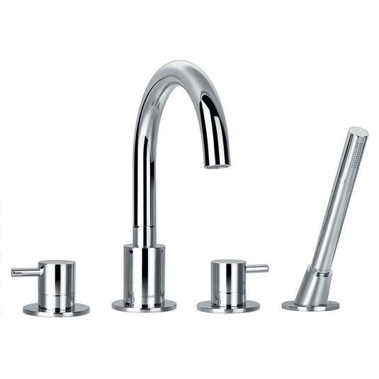 Flova Levo 4 Hole Deck Mounted Bath Shower Mixer with Pull Out Handset LV4HBSM - Envy Bathrooms Ltd