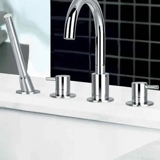 Flova Levo 4 Hole Deck Mounted Bath Shower Mixer with Pull Out Handset LV4HBSM - Envy Bathrooms Ltd