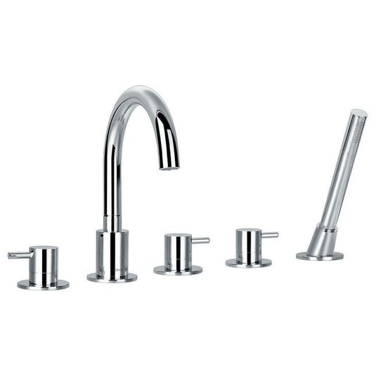Flova Levo 5 Hole Deck Mounted Bath Shower Mixer Tap with Pull Out Handset LV5HBSM - Envy Bathrooms Ltd