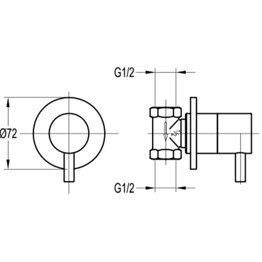 Flova Levo Cold Wall Mounted Shut Off Valve – Brushed Gold - BG-LVWMCONCW - Envy Bathrooms Ltd