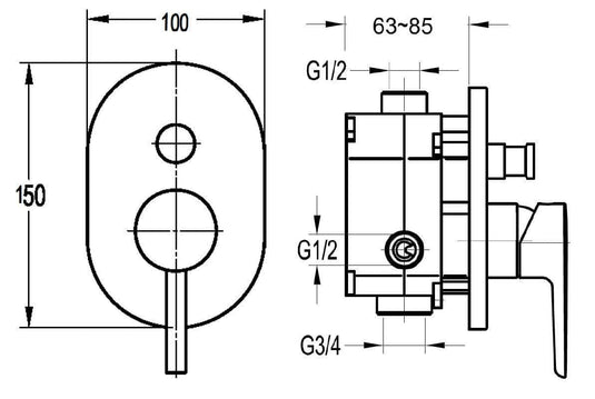 Flova Levo Concealed Manual Shower Valve with 2-Way Diverter LVSHVO/DIV - Envy Bathrooms Ltd