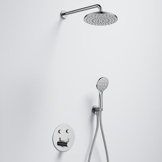 Flova Levo GoClick Round Shower Pack With ABS Rainshower and Handshower Diamond Chrome | LVGC2PK1-RO - Envy Bathrooms Ltd