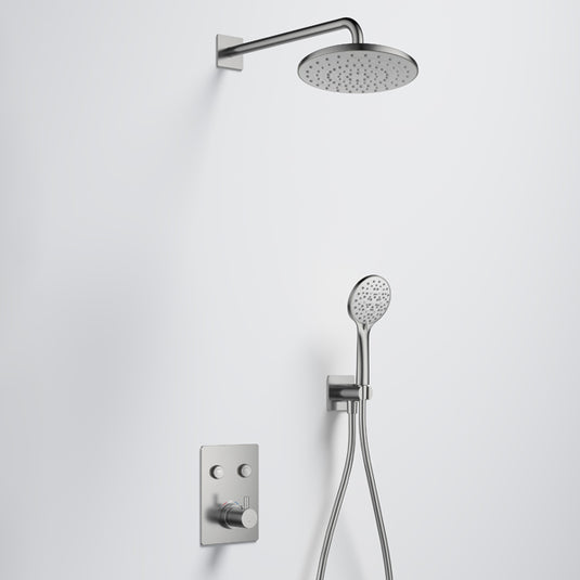 Flova Levo GoClick Square Pack ABS Rainshower Handshower Brushed Nickel | BN-LVGC2PK1-SQ - Envy Bathrooms Ltd