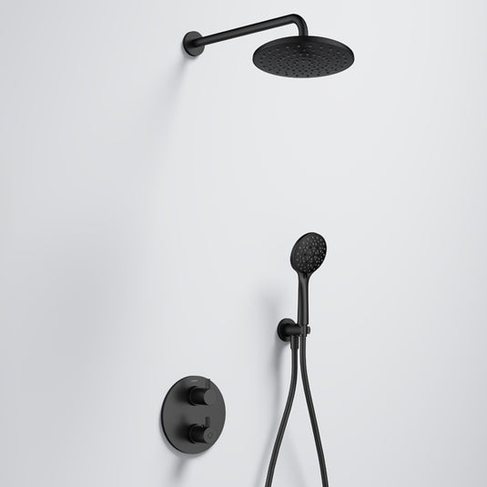 Flova Levo GoTurn Round Shower Pack With ABS Rainshower and Handshower Matt Black | MB-LVGT2PK1-RO - Envy Bathrooms Ltd