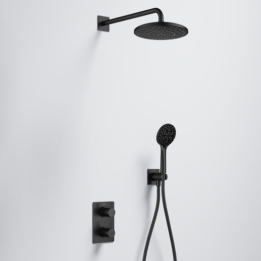 Flova Levo GoTurn Shower Pack ABS Rainshower Handshower Kit Matt Black | MB-LVGT2PK1-SQ - Envy Bathrooms Ltd