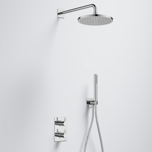 Flova Levo GoTurn Square Shower Pack Air-Mix Rainshower Handshower Chrome | LVGT2PK2-SQ - Envy Bathrooms Ltd