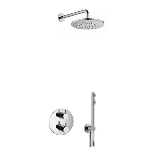 Flova Levo Round Shower Pack With ABS RainShower And HandShower Kit – Diamond Chrome - LV2PK1-RO - Envy Bathrooms Ltd
