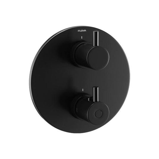 Flova Levo Round SmartBOX Finishing Set – Matt Black - MB-LVTRIM-RO - Envy Bathrooms Ltd