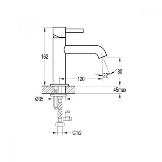 Flova Levo slim 162mm Single Lever Basin Mixer Tap With Slotted Clicker Waste Set - LVBAS-20 - Envy Bathrooms Ltd