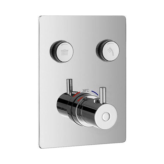 Flova Levo Square 2-Outlet GoClick Finishing Set – Diamond Chrome - LVGO-2-SQ - Envy Bathrooms Ltd