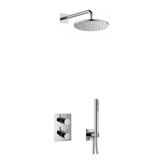 Flova Levo Square Shower Pack With ABS RainShower And HandShower Kit – Diamond Chrome - LV2PK1-SQ - Envy Bathrooms Ltd