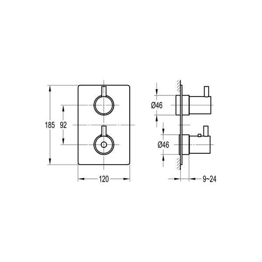 Flova Levo Square SmartBOX Finishing Set – Gun Metal - GM-LVTRIM-SQ - Envy Bathrooms Ltd