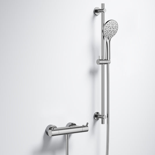 Flova Levo Thermostatic Exposed Bar Valve Slide Rail Kit Diamond Chrome | LVBVPACK2 - Envy Bathrooms Ltd