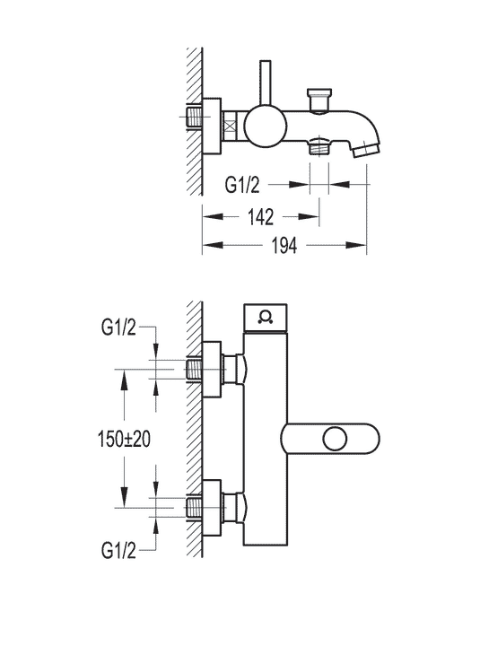 Flova Levo Wall Mounted Manual Single Lever Bath Filler LVSLBF - Envy Bathrooms Ltd