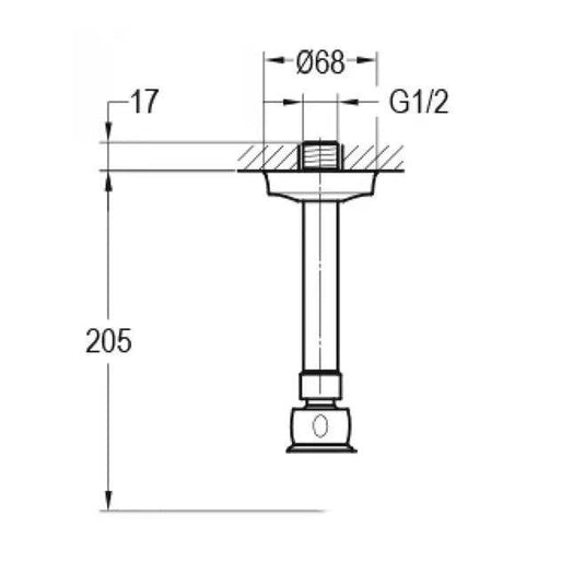 Flova Liberty 120mm Ceiling Mounted Shower Arm - Chrome KI09 - Envy Bathrooms Ltd