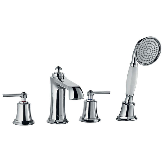 Flova Liberty 4 Hole Deck Mounted Bath Shower Mixer Tap with Pull Out Handset - Chrome LI4HBSM - Envy Bathrooms Ltd