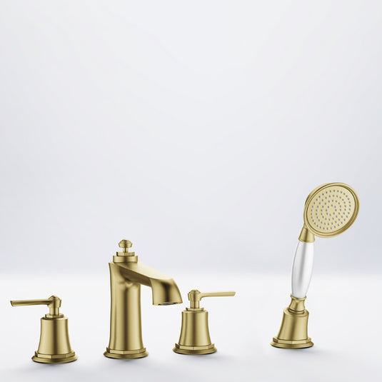 Flova Liberty 4-Hole Deck Mounted Bath Shower Set Brushed Brass | LI4HBSM-BRB - Envy Bathrooms Ltd