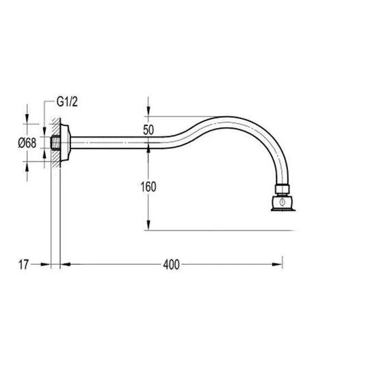 Flova Liberty 400mm Wall Mounted Shower Arm - Oil Rubbed Bronze KILISA-ORB - Envy Bathrooms Ltd