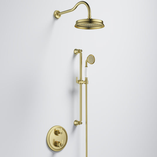 Flova Liberty GoTurn Round Shower Pack with Rainshower and Slide Rail Brushed Brass | BRB-LIGT2PK2 - Envy Bathrooms Ltd