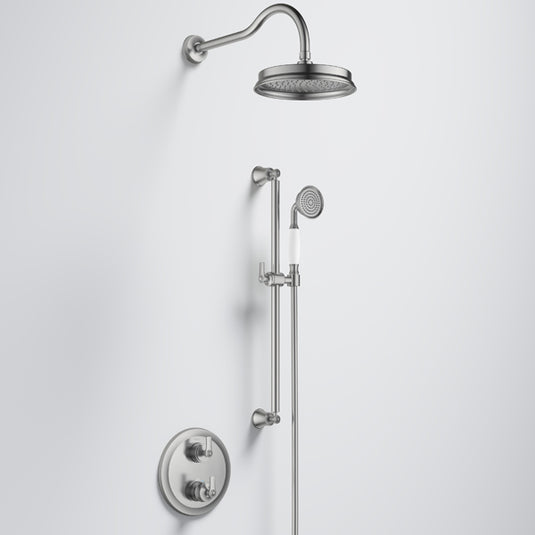 Flova Liberty GoTurn Round Shower Pack With Rainshower And Slide Rail Brushed Nickel | BN-LIGT2PK2 - Envy Bathrooms Ltd