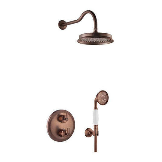 Flova Liberty Round Shower Pack With Solid Brass RainShower And HandShower Kit – Oil Rubbed Bronze - ORB-LI2PK1 - Envy Bathrooms Ltd