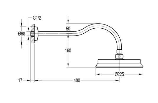 Flova Liberty Wall-Mounted Shower Arm Brushed Brass | KILISA-BRB - Envy Bathrooms Ltd