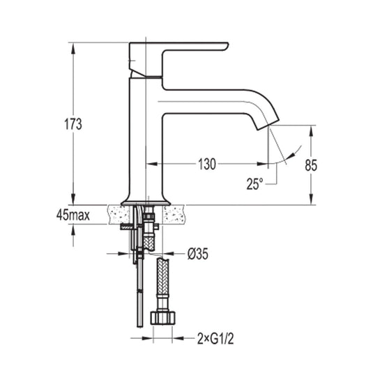 Flova Moonlight 170mm Single Lever Basin Mixer Tap – Gun Metal - GM-MLBAS - Envy Bathrooms Ltd