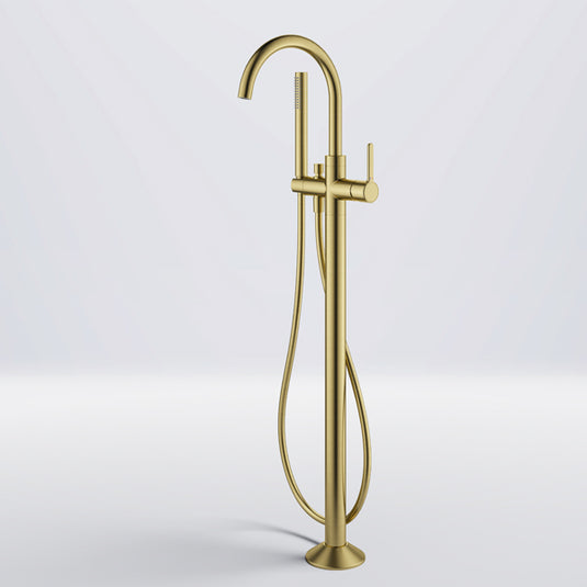 Flova Moonlight Floor Standing Bath and Shower Mixer Brushed Brass | BRB-MLFMBSM - Envy Bathrooms Ltd