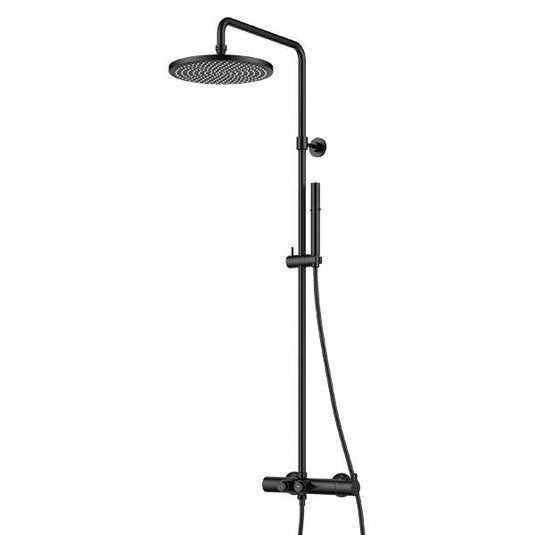 Flova Moonlight GoClick 2-Outlet Thermostatic Adjustable Height Shower Column – Matt Black - MB-MLTEXGO2-V - Envy Bathrooms Ltd