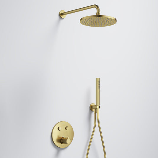 Flova Moonlight GoClick Round Shower Pack Brushed Brass | BRB-MLGC2PK2-RO - Envy Bathrooms Ltd
