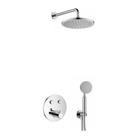 Flova Moonlight GoClick Round Shower Pack With Air-Mixed Rainshower And Handshower Kit – Diamond Chrome - ML2PK2-RO - Envy Bathrooms Ltd