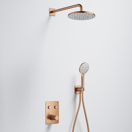 Flova Moonlight GoClick Square Shower Pack Brushed Bronze | BRO-MLGC2PK1-SQ - Envy Bathrooms Ltd