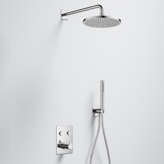 Flova Moonlight GoClick Square Shower Pack With Air-Mix Rainshower And Handshower Kit Diamond Chrome - Envy Bathrooms Ltd