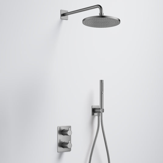 Flova Moonlight GoTurn Shower Pack Rainshower Handset Gun Metal | GM-MLGT2PK2-SQ - Envy Bathrooms Ltd
