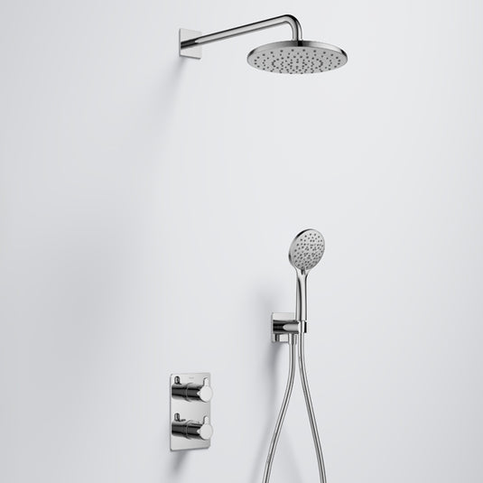 Flova Moonlight GoTurn Square Shower Pack With ABS Rainshower and Handshower Kit Diamond Chrome | MLGT2PK1-SQ - Envy Bathrooms Ltd