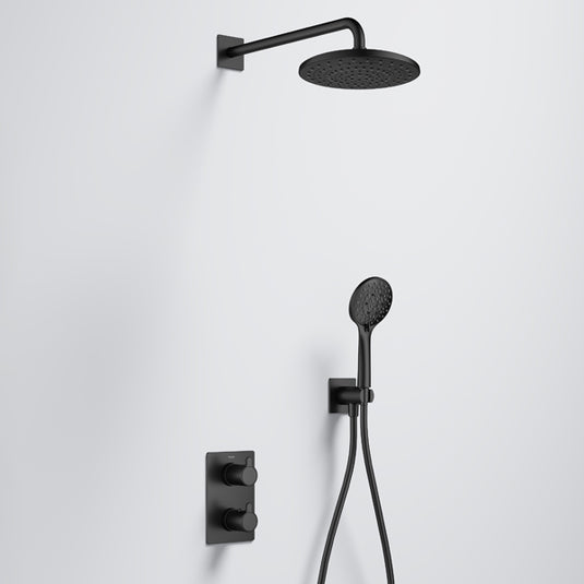 Flova Moonlight GoTurn Square Shower Pack With ABS Rainshower And Handshower Kit Matt Black | MB-MLGT2PK1-SQ - Envy Bathrooms Ltd