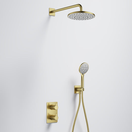 Flova Moonlight GoTurn Square Shower Pack with ABS Rainshower Brushed Brass | BRB-MLGT2PK1-SQ - Envy Bathrooms Ltd