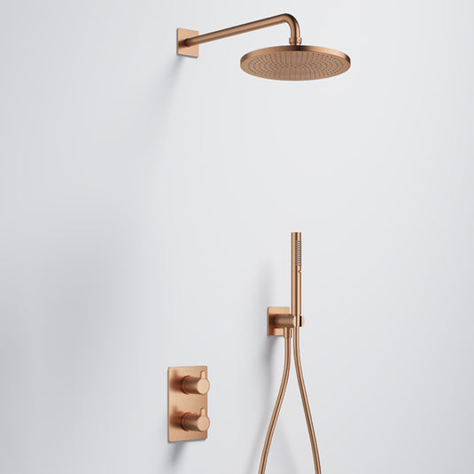 Flova Moonlight GoTurn Square Shower Pack With Air-Mix Rainshower and Handshower Kit Brushed Bronze | BRO-MLGT2PK2-SQ - Envy Bathrooms Ltd
