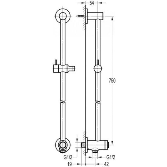 Flova Round Slide Rail Kit With GoClick® On/Off Control And Integral Wall Outlet - LVPFSSGO-V - Envy Bathrooms Ltd