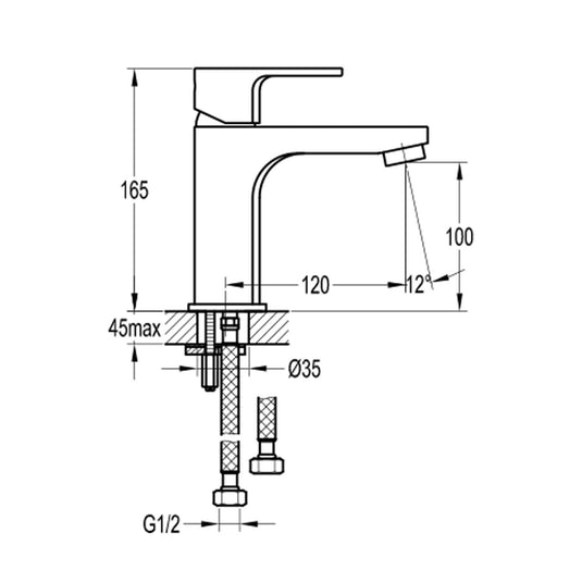 Flova Smart 165mm Single Lever Basin Mixer Tap – Matt Black - MB-SMBAS - Envy Bathrooms Ltd