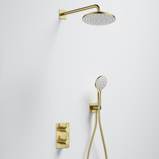 Flova Smart GoTurn 2-Outlet Square Shower Pack Brushed Brass | BRB-SMGT2PK1-SQ - Envy Bathrooms Ltd