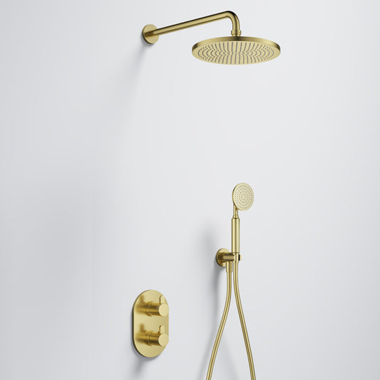 Flova Smart GoTurn Shower Pack Air-Mix Rainshower Brushed Brass|BRB-SMGT2PK2-RO - Envy Bathrooms Ltd