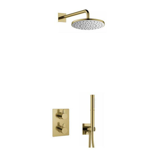 Flova Smart Square Shower Pack With ABS Rainshower And Handshower Kit – Brushed Brass - BRB-SM2PK1-SQ - Envy Bathrooms Ltd
