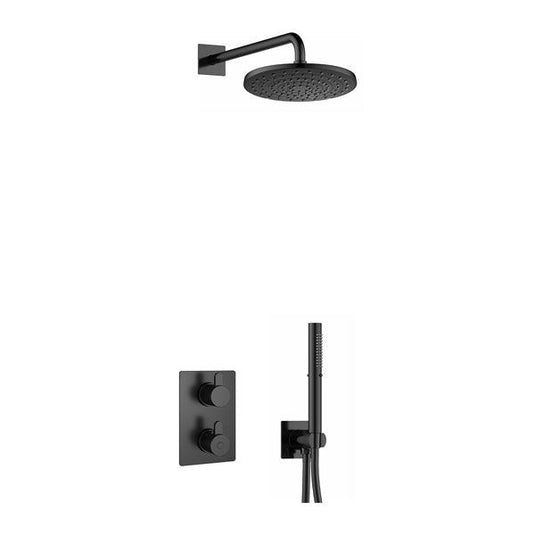 Flova Smart Square Shower Pack With ABS Rainshower And Handshower Kit – Matt Black - MB-SM2PK1-SQ - Envy Bathrooms Ltd