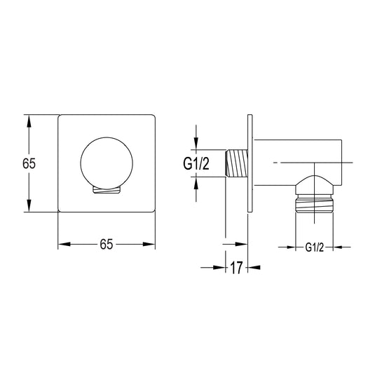 Flova Square Wall Outlet Elbow Gun Metal | GM-KI8810 - Envy Bathrooms Ltd